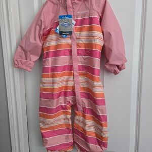Columbia Pink and Orange Striped 3T RAIN Suit Critter Jitters II
